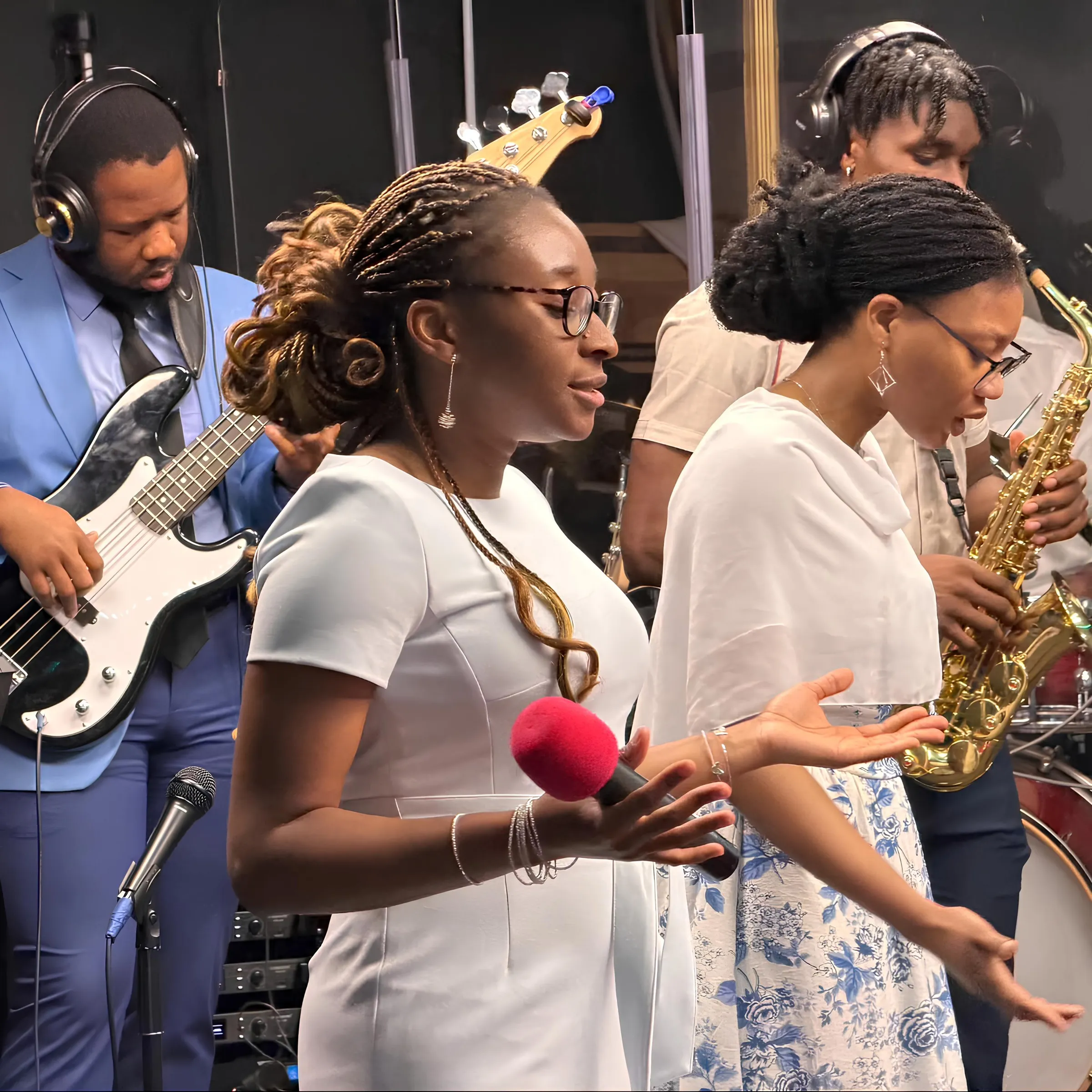 Victory House worshippers and musicians during a service